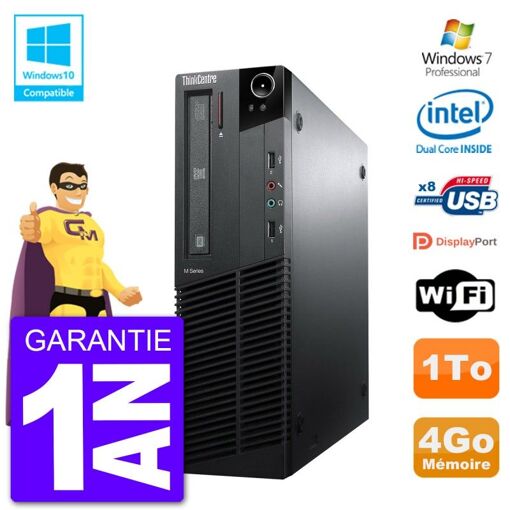 Lenovo ThinkCentre M82 SFF Desktop PC - Intel Core i3-2100, 4GB RAM, 1TB HDD, DVD Drive, WiFi, Windows 7 Pro
