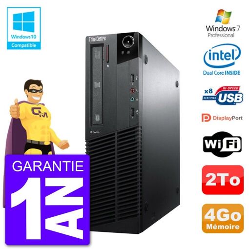 Lenovo ThinkCentre M82 SFF Desktop PC - Intel Pentium G640 2.8GHz, 4GB RAM, 2TB HDD, DVD Drive, WiFi, Windows 7 Pro