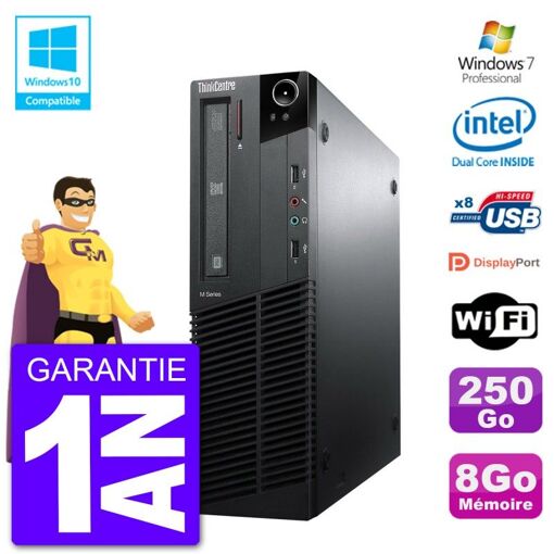 Lenovo ThinkCentre M82 SFF Desktop - Intel Pentium G640, 8GB RAM, 250GB HDD, DVD Drive, WiFi, Windows 7 Pro