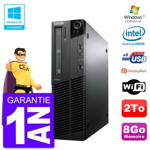Lenovo ThinkCentre M82 SFF Computer - 8GB RAM, 2TB Hard Drive, DVD Burner, Wifi, Windows 7 Pro