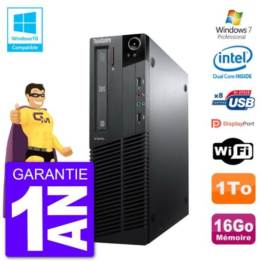 Lenovo ThinkCentre M82 SFF PC - 16GB RAM, 1TB HDD, DVD Burner, Wifi, Windows 7 Pro