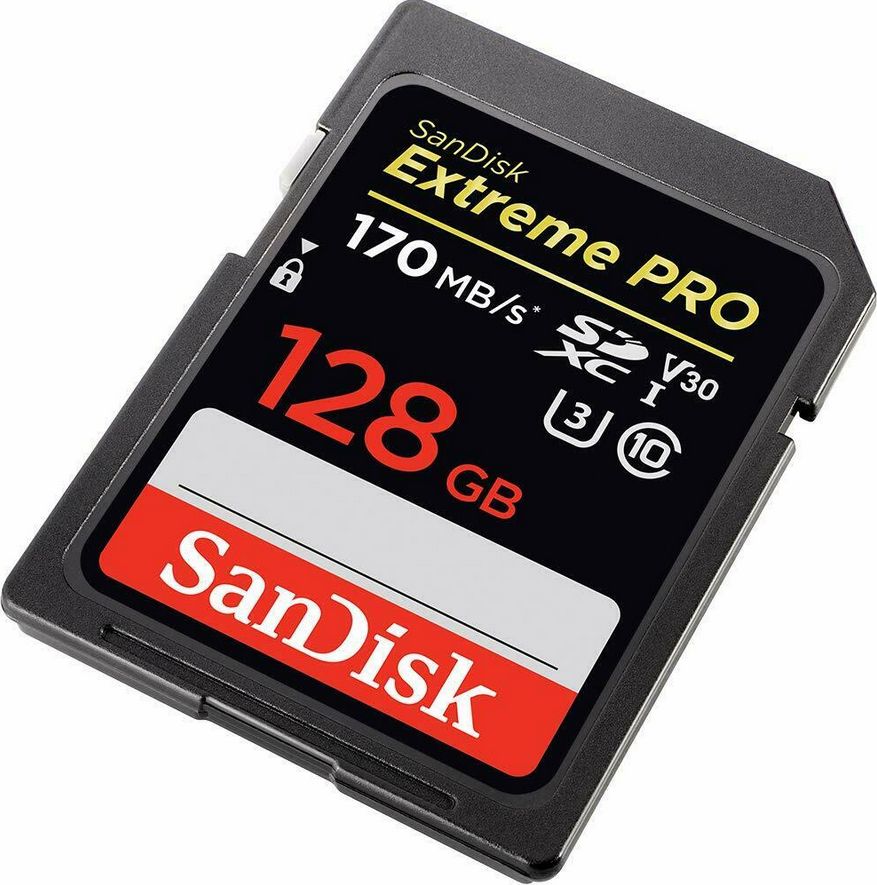 Tarjeta de memoria flash SanDisk Extreme PRO - 128 GB - Clase de vídeo V30 / UHS-I U3 / Clase 10 - SDXC UHS-I