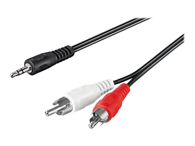 Wentronic Audio Cable - 3.5mm Stereo Mini to RCA x2 Male - 1m - Shielded - Black