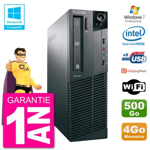 Lenovo ThinkCentre M82 SFF Desktop - Intel Pentium G2020, 4GB RAM, 500GB HDD, DVD Drive, WiFi, Windows 7 Pro
