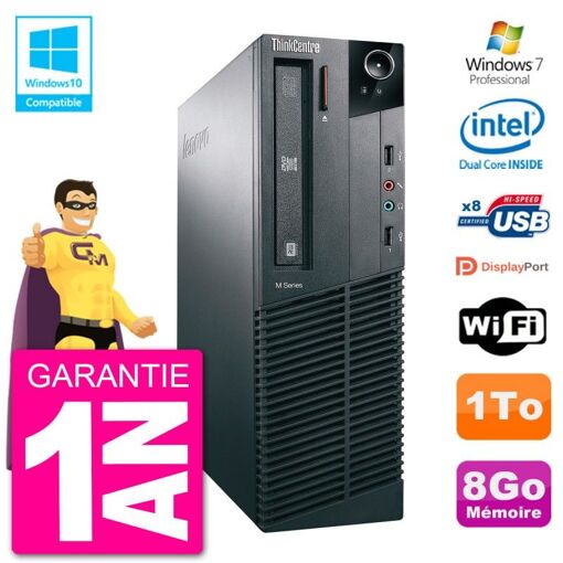 Lenovo ThinkCentre M82 SFF Desktop PC - Intel Core i3-2020, 8GB RAM, 1TB HDD, DVD Drive, WiFi, Windows 7 Pro