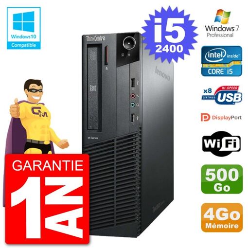 Lenovo ThinkCentre M82 SFF Computer - i5-2400, 4GB RAM, 500GB HDD, DVD Drive, WiFi, Windows 7 Pro