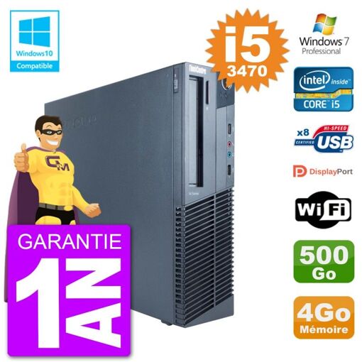 Lenovo ThinkCentre M82 SFF Desktop - Intel Core i5-3470, 4GB RAM, 500GB HDD, DVD Drive, WiFi, Windows 7 Pro