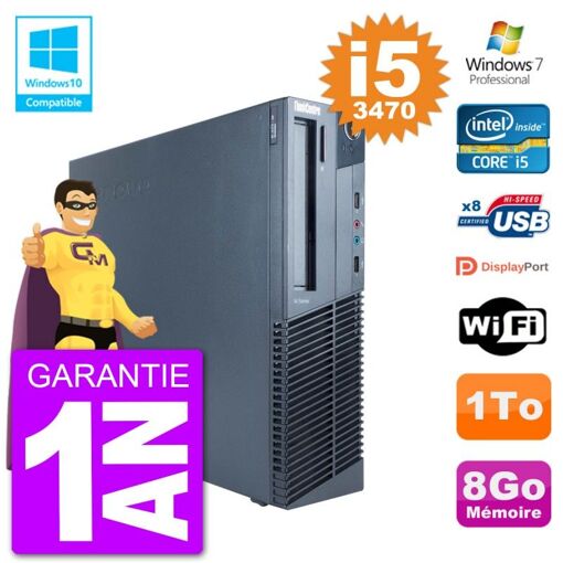 Lenovo ThinkCentre M82 SFF Desktop Computer - Intel Core i5-3470, 8GB RAM, 1TB HDD, DVD Drive, WiFi, Windows 7 Pro