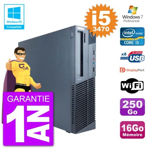 Lenovo ThinkCentre M82 SFF i5-3470 16GB RAM 250GB HDD DVD Burner WiFi Windows 7