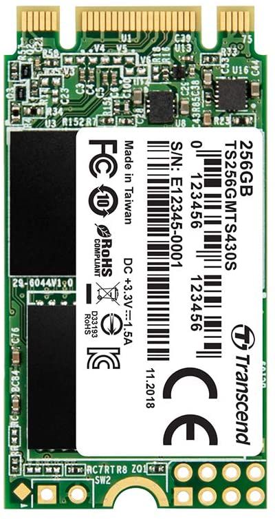 Disque dur SSD interne Transcend 256 Go - SATA 6 Gb/s, M.2 2242, pour Intel Next Unit of Computing 12 (MTS430S)