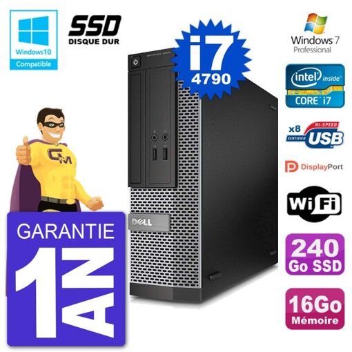 Dell Optiplex 3020 SFF Intel i7-4790 16GB RAM 240GB SSD DVD WiFi Windows 7