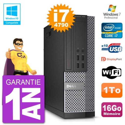 Dell Optiplex 7020 SFF PC - Intel i7-4790, 16GB RAM, 1TB HDD, DVD Drive, Wifi