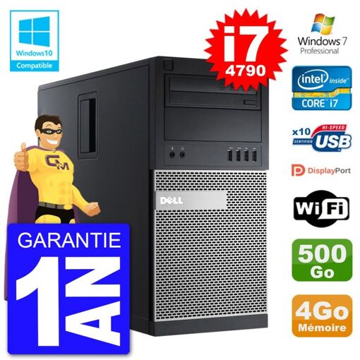 Dell Optiplex 9020 Desktop PC - Intel Core i7-4790, 4GB RAM, 500GB HDD, DVD Drive, WiFi, Windows 7 Pro