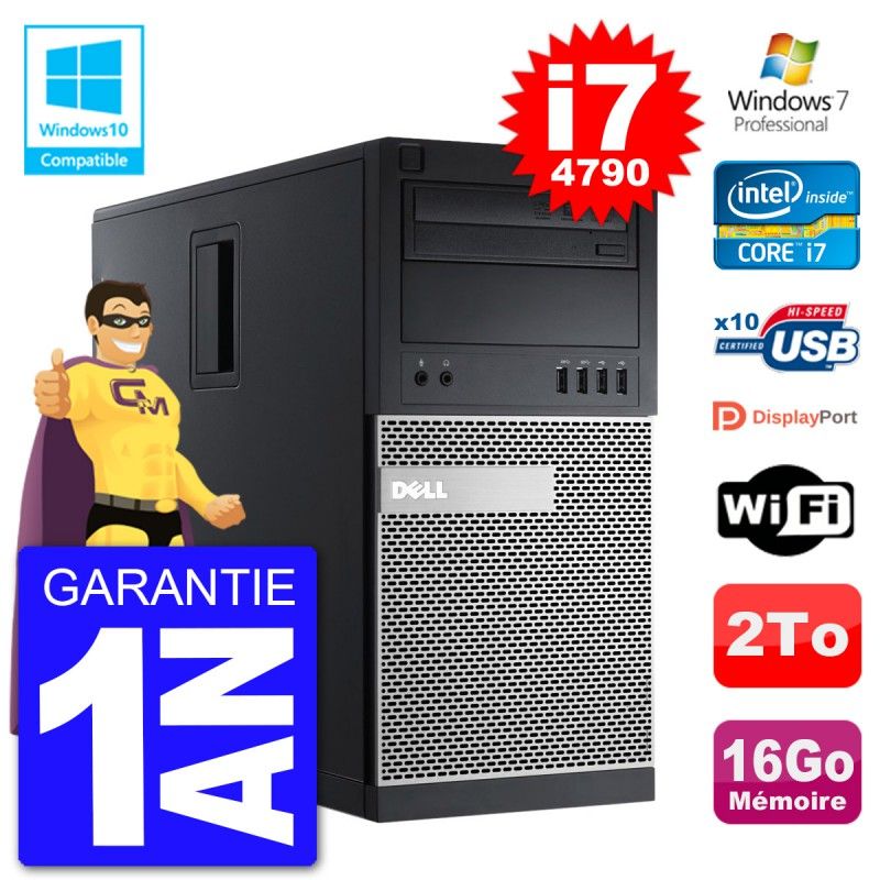 Dell Optiplex 9020 Desktop PC - Intel Core i7-4790, 16GB RAM, 2TB Hard Drive, DVD Burner, WiFi
