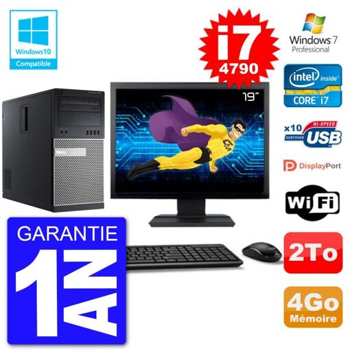 Dell Optiplex 9020 Desktop PC - 19" Screen, Core i7-4790, 4GB RAM, 2TB HDD, DVD Burner, WiFi