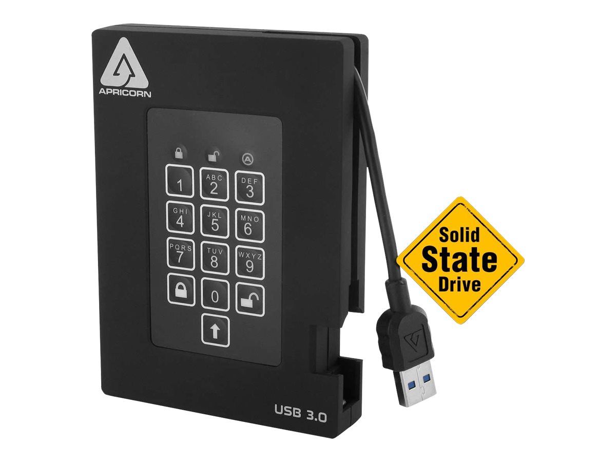 Apricorn Aegis Padlock Fortress 256GB Encrypted SSD - Portable External 2.5" USB 3.0 Drive with FIPS 140-2 Level 2, 256-bit AES-XTS