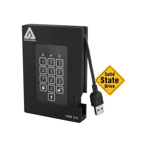 Apricorn Aegis Padlock Fortress 256GB Encrypted SSD - Portable External 2.5" USB 3.0 Drive with FIPS 140-2 Level 2, 256-bit AES-XTS