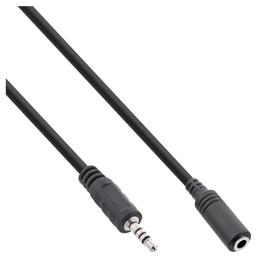 Cable de audio INTOS ELECTRÓNICA - Conector macho de 4 polos a conector hembra Mini de 4 polos - 1 metro - Negro