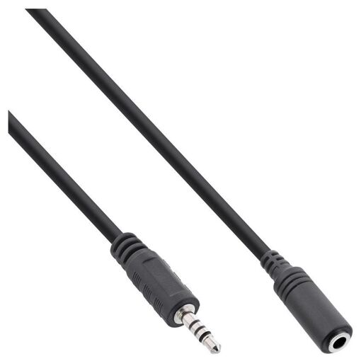 Cable de audio INTOS ELECTRÓNICA - Conector macho de 4 polos a conector hembra Mini de 4 polos - 1 metro - Negro