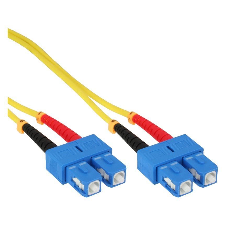 INTOS ELECTRONIC InLine SC (M) to SC (M) Fiber Optic Cable, 3m, Duplex, 9/125 µm, OS2, Halogen-Free, Yellow
