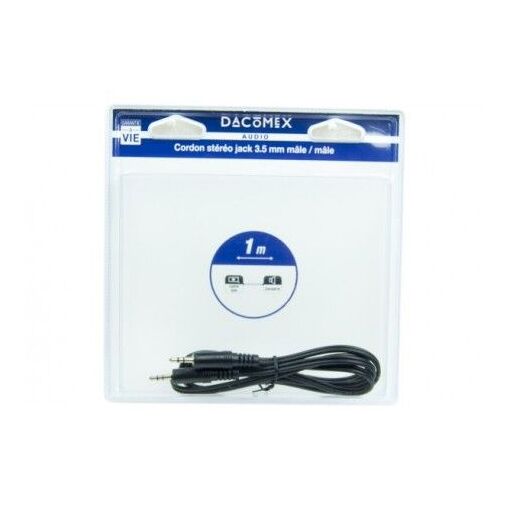 Câble de connexion audio stéréo DACOMEX 3,5 mm sous blister