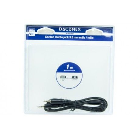 Câble de connexion audio stéréo DACOMEX 3,5 mm sous blister