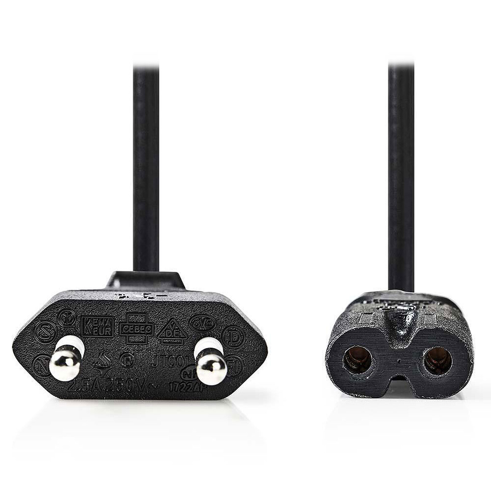 Cable de alimentación Nedis C7 bipolar negro - 2 m