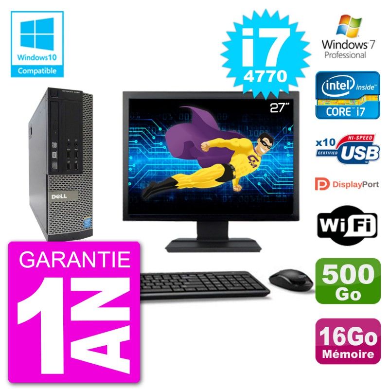 Dell Optiplex 7020 SFF Computer | 27" Screen | Intel i7-4770 | 16GB RAM | 500GB Hard Drive