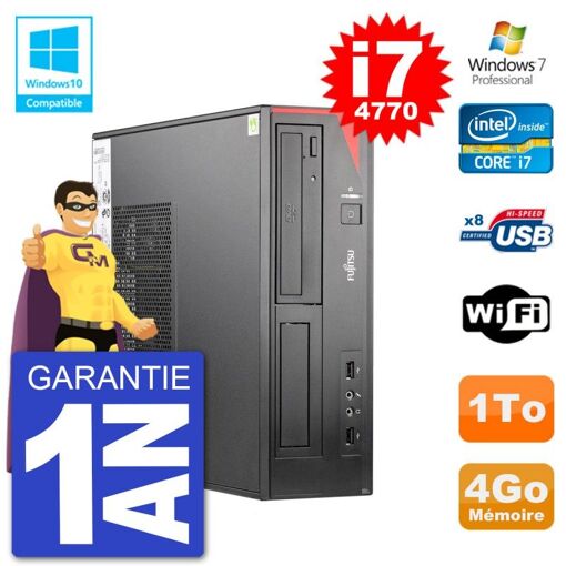 Fujitsu Esprimo E520 DT Desktop Computer - i7-4770, 4GB RAM, 1TB HDD, DVD Drive, WiFi, Windows 7 Pro
