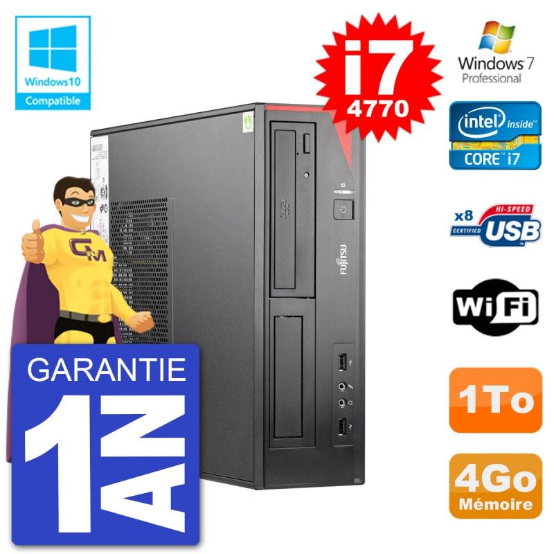 Fujitsu Esprimo E520 DT Desktop Computer - i7-4770, 4GB RAM, 1TB HDD, DVD Drive, WiFi, Windows 7 Pro