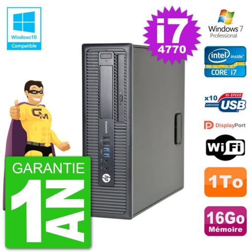 HP EliteDesk 800 G1 SFF Desktop PC - i7-4770, 16GB RAM, 1TB HDD, DVD Drive, WiFi, Windows 7 Pro