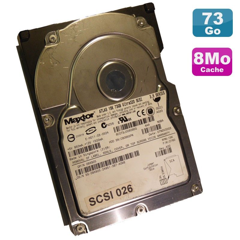 Maxtor Atlas 09X925 73GB Internal 3.5" SCSI Hard Drive (Ultra320, 80-Pin)