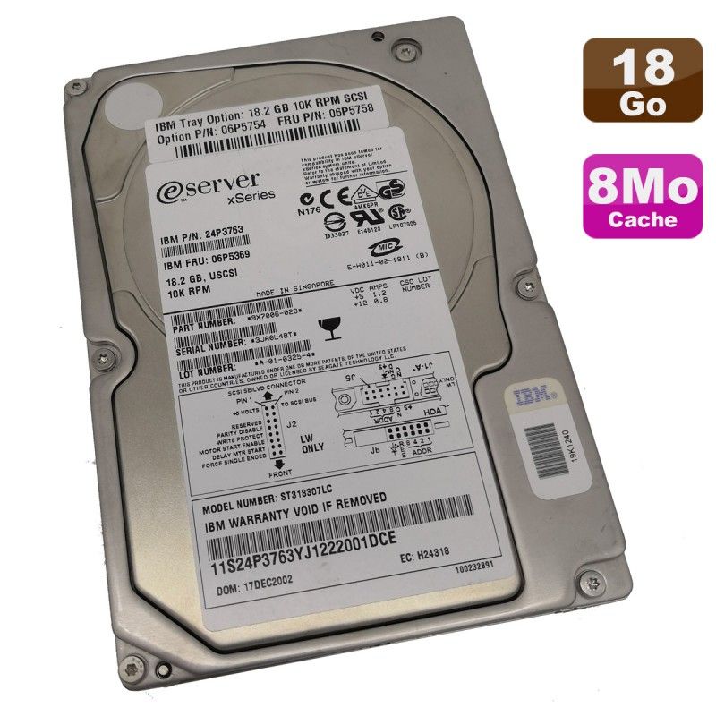 IBM 18.2GB SCSI 3.5" Hard Drive (ST318307LC, 24P3763, 06P5369)