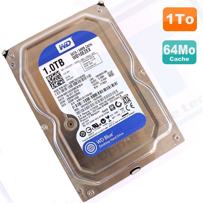 Western Digital Blue 1TB Internal Hard Drive, SATA 3.5" WD10EZEX-75ZF5A0, 7200 RPM