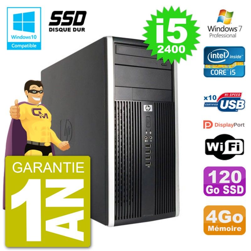 HP Compaq Pro 6300 MT Desktop PC - Intel Core i5, 4GB RAM, 120GB SSD, DVD Drive, WiFi, Windows 7 Pro