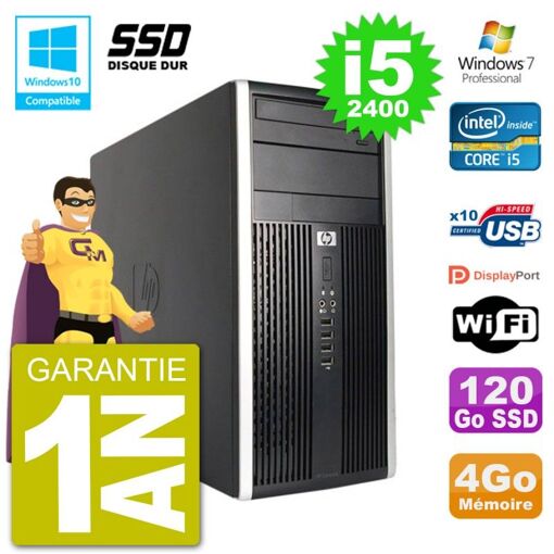 HP Compaq Pro 6300 MT Desktop PC - Intel Core i5, 4GB RAM, 120GB SSD, DVD Drive, WiFi, Windows 7 Pro