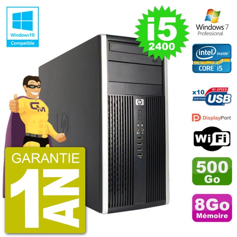 HP Compaq Pro 6300 MT Desktop PC - Intel Core i5-2400, 8GB RAM, 500GB HDD, DVD Drive, WiFi, Windows 7 Pro