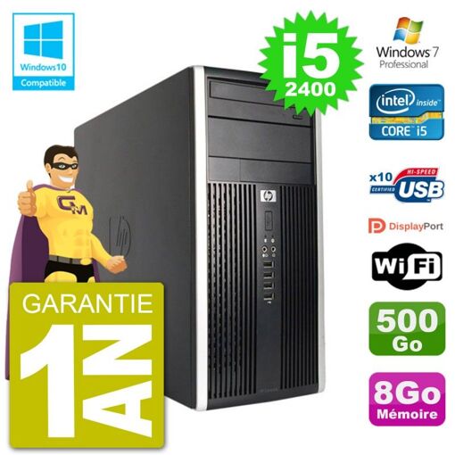 HP Compaq Pro 6300 MT Desktop PC - Intel Core i5-2400, 8GB RAM, 500GB HDD, DVD Drive, WiFi, Windows 7 Pro