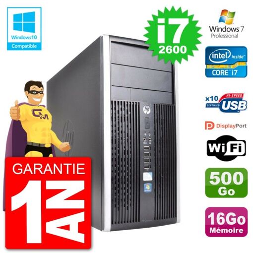 Computadora de escritorio HP Compaq Pro 6300 MT - Procesador Intel Core i7, 16 GB de RAM, disco duro de 500 GB, unidad DVD, WiFi, Windows 7 Pro