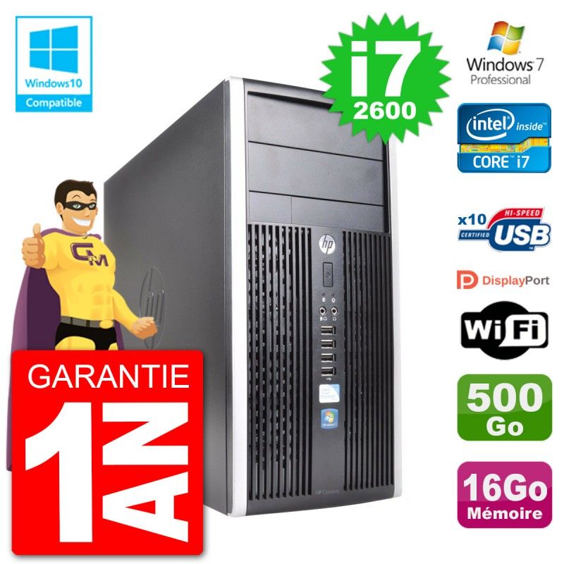 HP Compaq Pro 6300 MT Desktop Computer - Intel Core i7, 16GB RAM, 500GB HDD, DVD Drive, WiFi, Windows 7 Pro