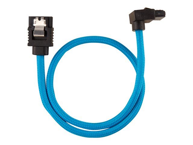 Corsair SATA Cable - Serial ATA 150/300/600 - Right-Angled Locking SATA (M) to Straight SATA (M) - 30 cm - Blue (Pack of 2)