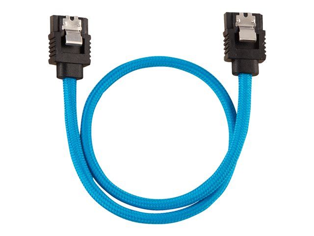 Corsair SATA Cable - Serial ATA 150/300/600 - Right-Angled, Locking SATA (M) to Right-Angled, Locking SATA (F) - 30 cm - Blue (Pack of 2)