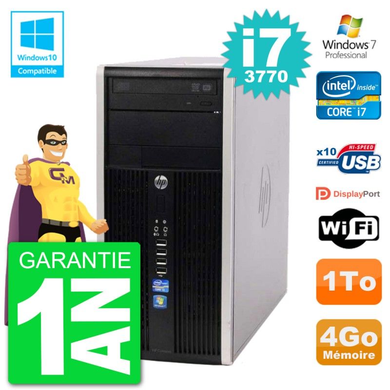 HP Compaq Pro 6300 MT Desktop PC - Intel Core i7-3770, 4GB RAM, 1TB HDD, DVD Drive, WiFi, Windows 7 Pro
