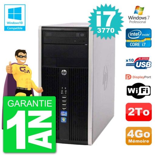 HP Compaq Pro 6300 MT Desktop PC - Intel Core i7-3770, 4GB RAM, 2TB Hard Drive, DVD Burner, WiFi, Windows 7 Pro