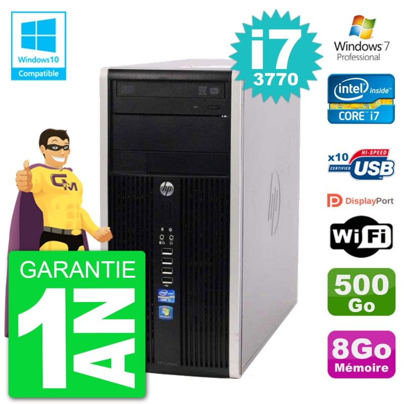 HP Compaq Pro 6300 MT Desktop PC - Intel Core i7-3770, 8GB RAM, 500GB HDD, DVD Drive, WiFi, Windows 7 Pro