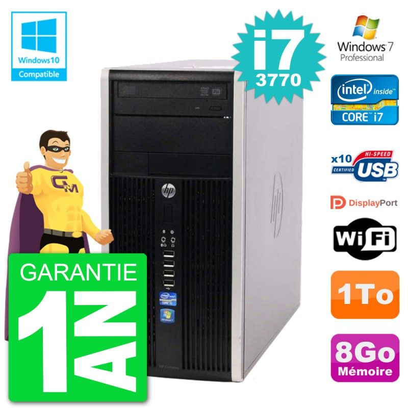 HP Compaq Pro 6300 MT Desktop PC - Intel Core i7-3770, 8GB RAM, 1TB HDD, DVD Drive, WiFi, Windows 7 Pro