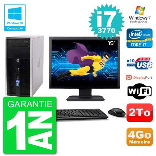 HP 6300 MT Desktop Computer - 19-inch Screen, Core i7-3770, 4GB RAM, 2TB HDD, DVD Burner, WiFi