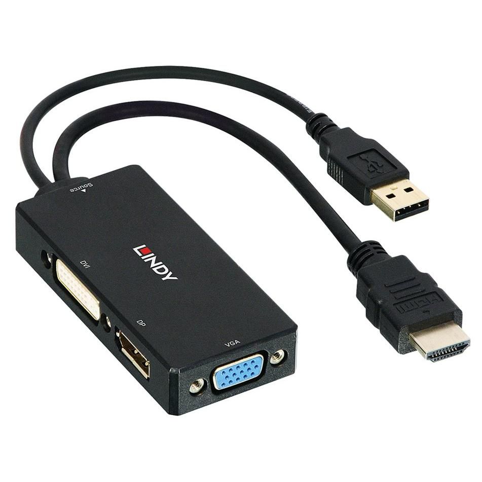 Lindy Video Converter - HDMI to DVI, DisplayPort, VGA - Black