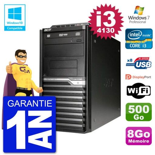 Acer Veriton M4630G MT i3-4130 8GB RAM 500GB HDD DVD Burner Wifi Windows 7 PC