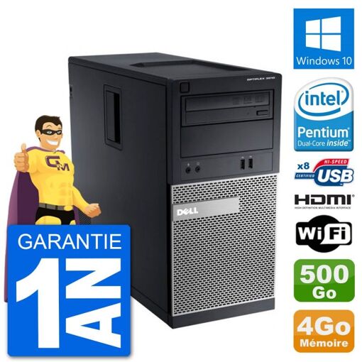 Dell Optiplex 3010 MT Desktop PC - Intel Pentium G2020, 4GB RAM, 500GB HDD, HDMI, WiFi, Windows 10